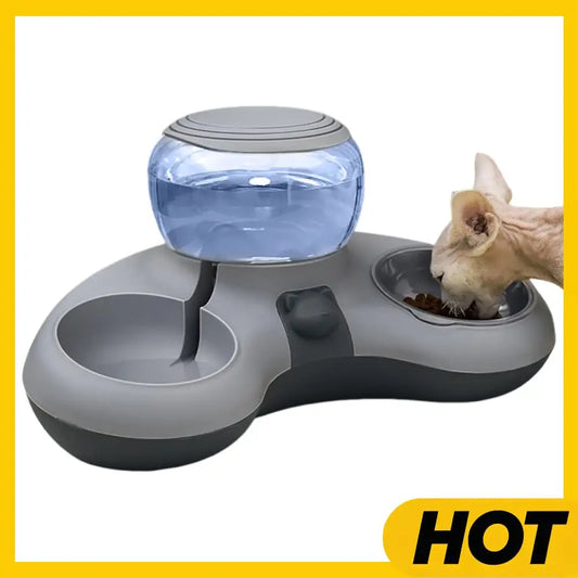 2 In 1 Automatic Cat Water Dispenser Anti Slip Drinking Stand 1.4L Water Tank Dish Bowls Auto Water Drinker Pet Supplies