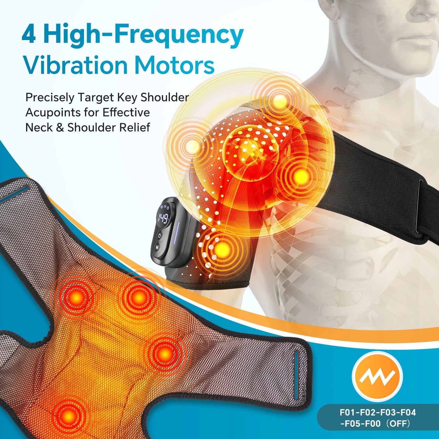 Electric Heating Vibration Shoulder Brace Wrap Pad with Remote Control Arm Support Belt Strap for Shoulder Massage