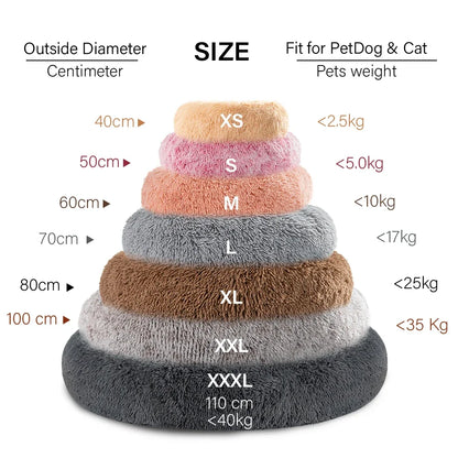 40-120cm Round Long Plush Dog Kennel Winter Warm Pet Sleeping Bed Dog House Dogs Cat Kennel Cushion Soft Sofa Pets Accessories
