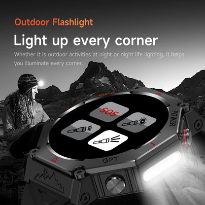 KC91 AI Smart Watch - 1.85" HD Display, GPS + GLONASS, 100+ Sports Modes, IP68 Waterproof, Bluetooth Call, Heart Rate - Fitness