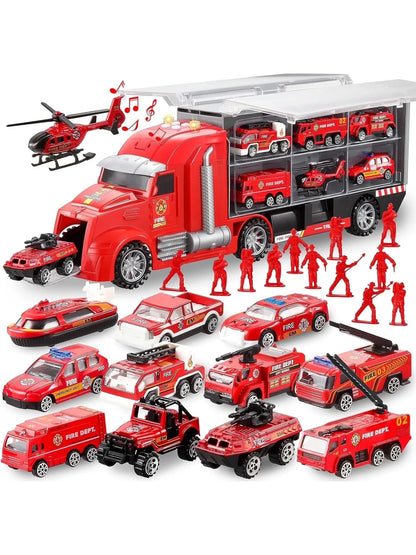 Joyfy 25 in 1 Die-cast Construction Big Truck Toys Car Transporter Storage Truck  for Kids Boys Girls Birthday