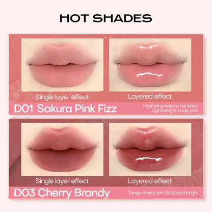 Mitstine Lip Gloss Double Headed Color Holding Lip Tint Hydrating Shine Glowy/Matte Finish Makeup 0.05fl oz+0.05 fl oz