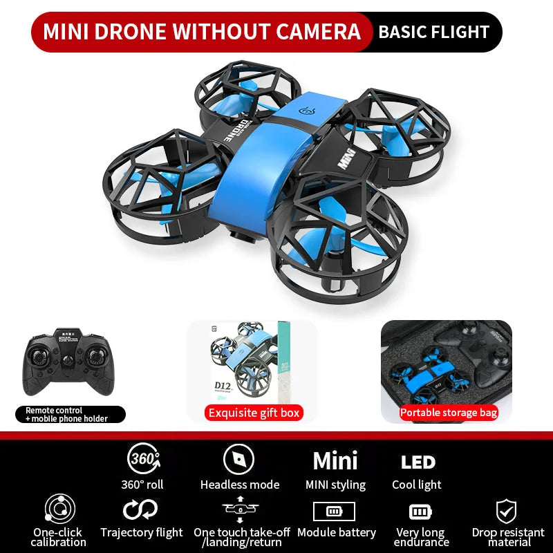 D12 Mini Drone 4k Profession HD Wide Angle Camera 1080P WiFi FPV Drone Camera Height Keep Drones Camera Helicopter Toys Gifts