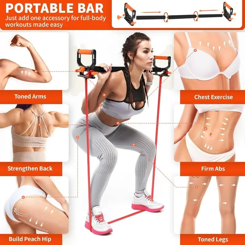 4-Level Resistance Bands Set with Handles - Adjustable Home Workout Bands for Strength Training, Yoga, Pilates & Fitness