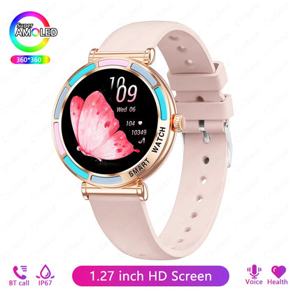 New Lady Fashion Smart Watch Women 1.27inch AMOLED Screen Heart Rate Bluetooth Call Waterproof Sports Smartwatch For Android iOS