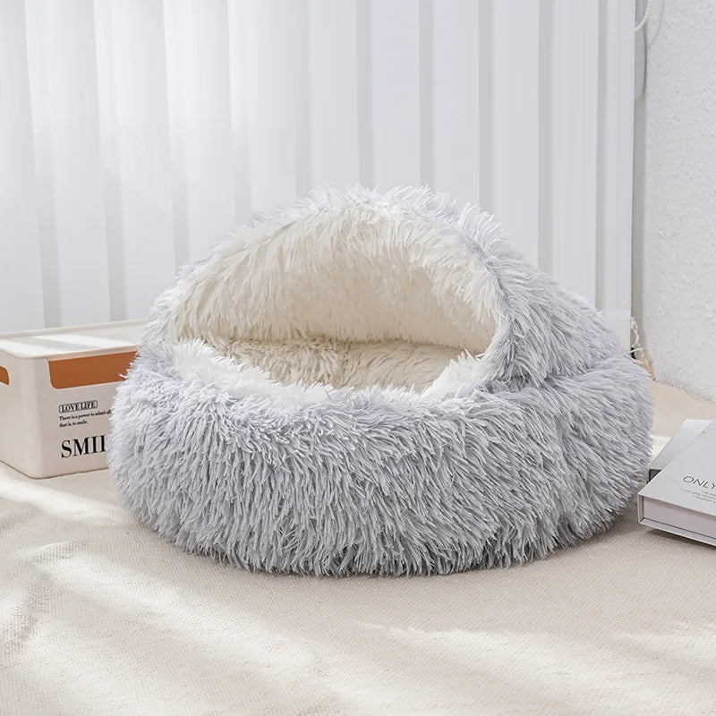 Winter Plush Pet Cat Bed Round Cat Cushion Cat House 2 in 1 Warm Cat Basket Pet Sleep Bag Cat Nest Kennel for Small Dog Suit New