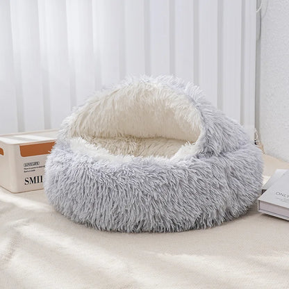 Winter Plush Pet Cat Bed Round Cat Cushion Cat House 2 in 1 Warm Cat Basket Pet Sleep Bag Cat Nest Kennel for Small Dog Suit New