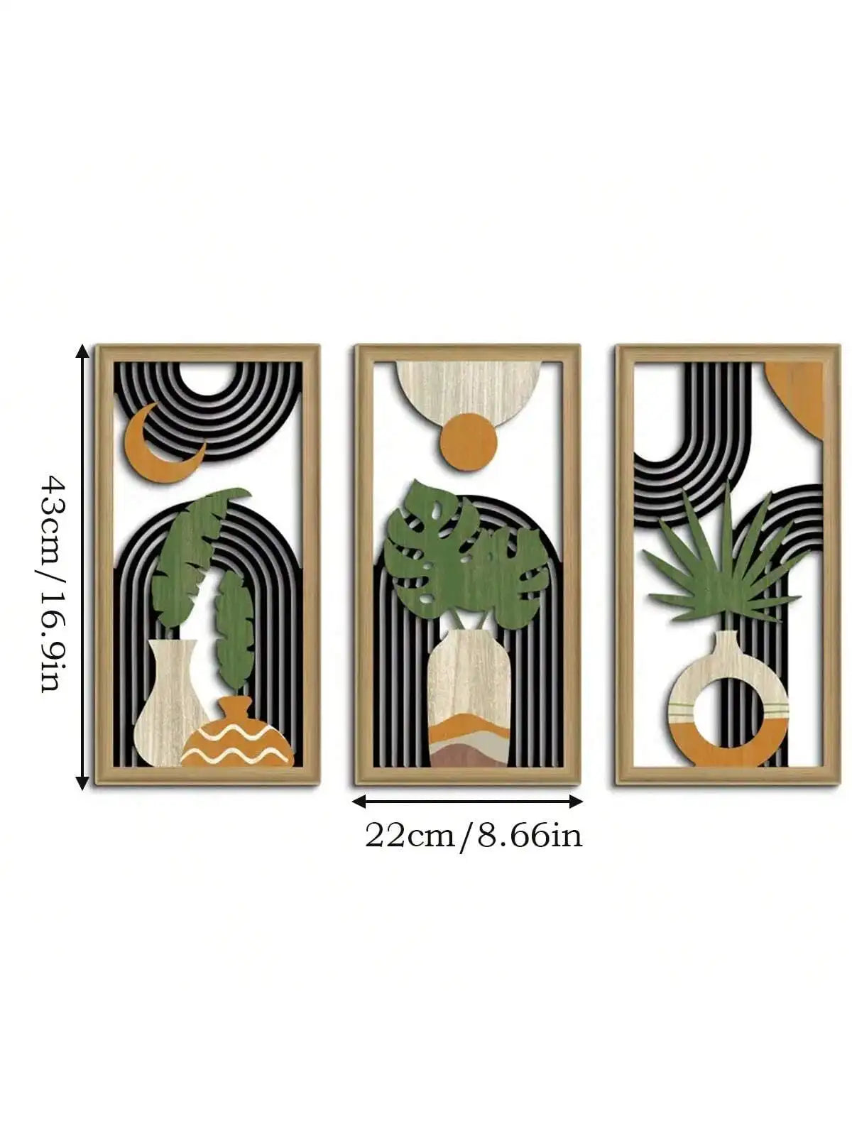 3pcs Hollow wall art Bohemian style hollow wood art wall decoration abstract geometry wall art bedroom living room dining room