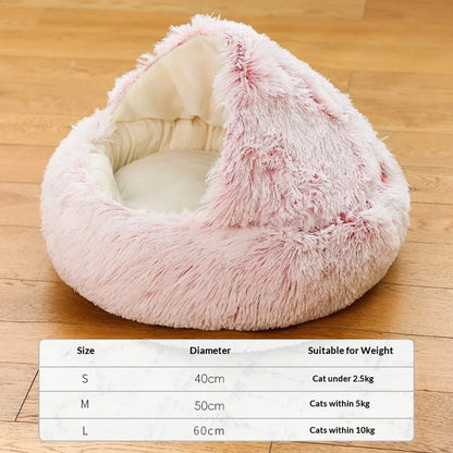 Winter Plush Pet Cat Bed Round Cat Cushion Cat House 2 in 1 Warm Cat Basket Pet Sleep Bag Cat Nest Kennel for Small Dog Suit New