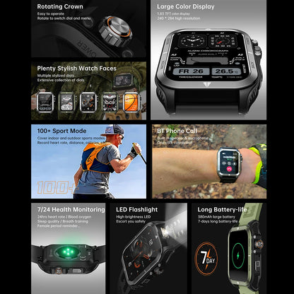 Smart Watch for Men Women 2026 New 1.83" with 100+ Sport Modes IP68 Waterproof Pedometer Heart Rate Monitor for Android iOS ﻿