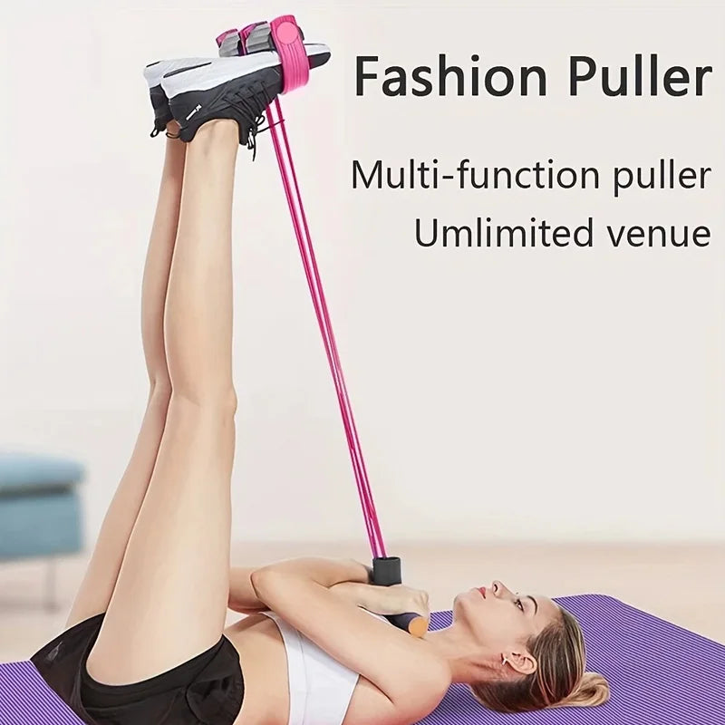 Home Fitness Foot Pedal Resistance Trainer, EVA Cushioned Anti-Slip Foot Pedals, Durable Elastic Rope for Thigh, Waist & Core Tr