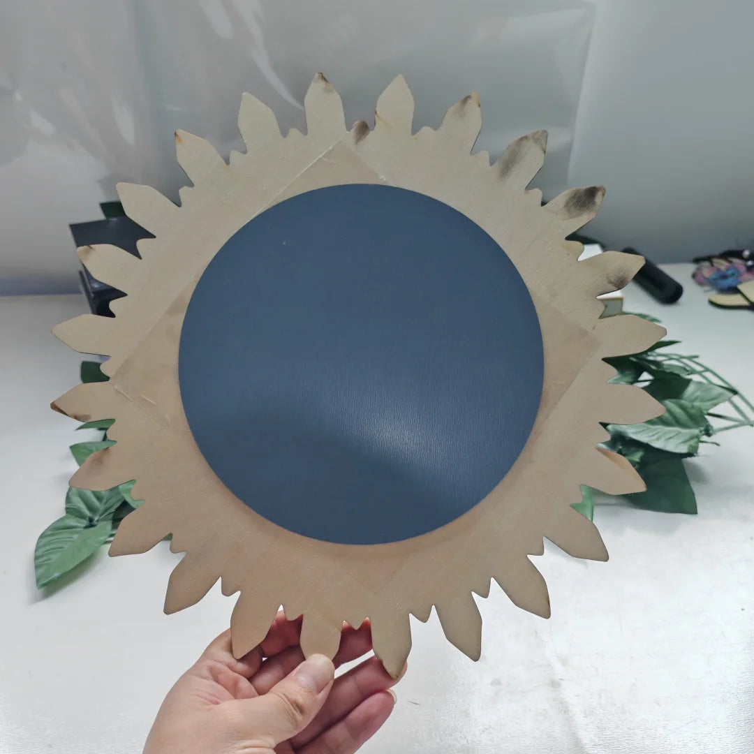 1/2pcs 2D 12in Bohemian Style Wooden Acrylic Double-Layer Sunflower Mirror Design Exquisite Wall Mirror Home Decorate Photo Prop