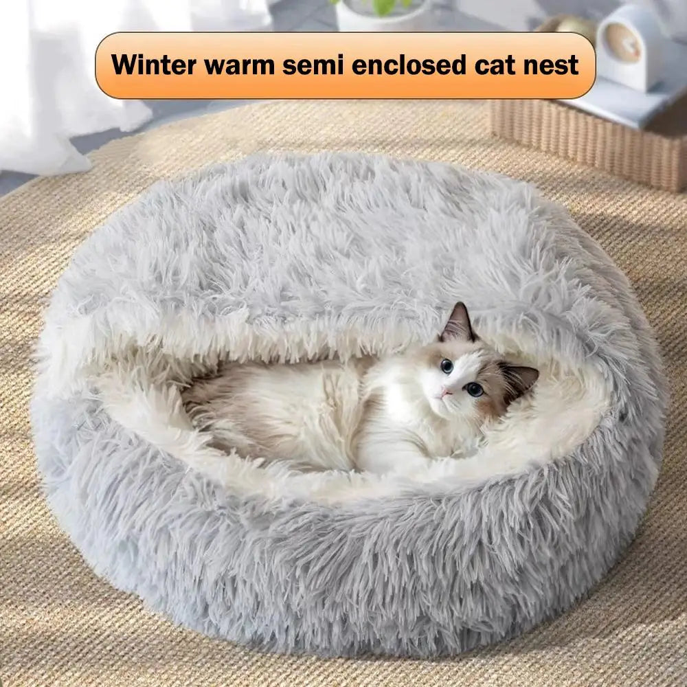 Winter Plush Pet Cat Bed Round Cat Cushion Cat House Warm Cats Basket Pet Sleep Bag Kitten Nest Kennel for Small Dog Cats