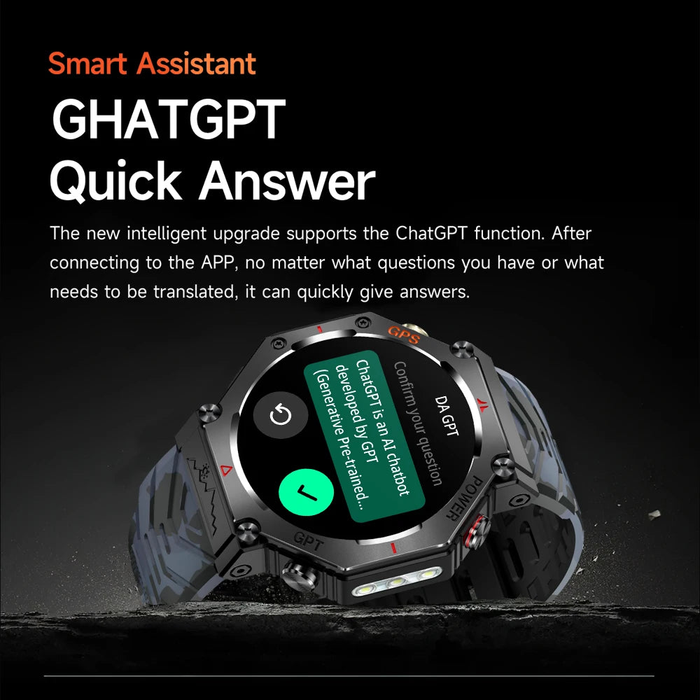 KC91 AI Smart Watch - 1.85" HD Display, GPS + GLONASS, 100+ Sports Modes, IP68 Waterproof, Bluetooth Call, Heart Rate - Fitness