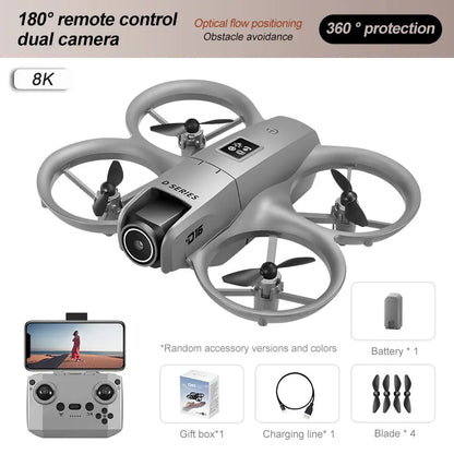 D16 Mini Drone 8K Profesional HD Camera Obstacle Avoidance FPV Quadcopter With 180° Adjustable Camera RC Dron For Children Toys