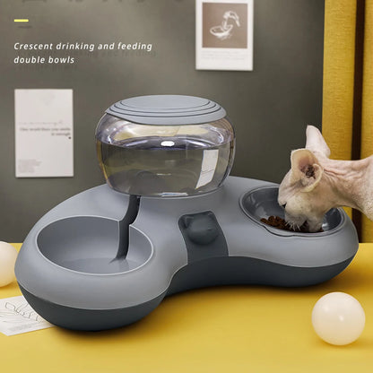 2 In 1 Automatic Cat Water Dispenser Anti Slip Drinking Stand 1.4L Water Tank Dish Bowls Auto Water Drinker Pet Supplies