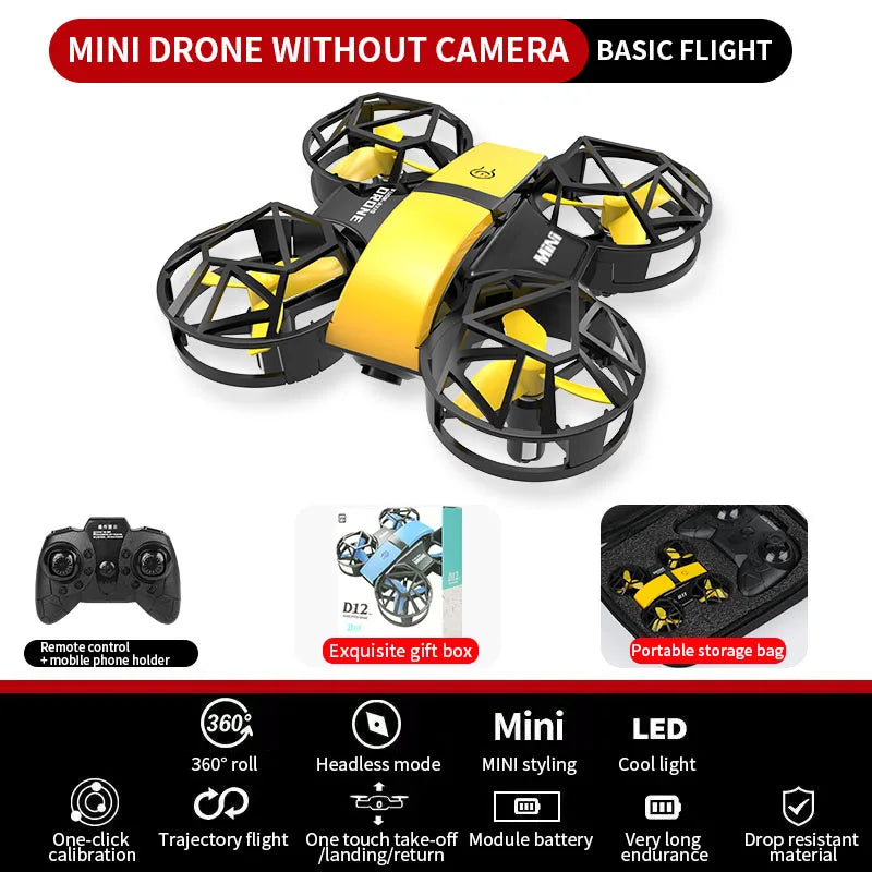 D12 Mini Drone 4k Profession HD Wide Angle Camera 1080P WiFi FPV Drone Camera Height Keep Drones Camera Helicopter Toys Gifts