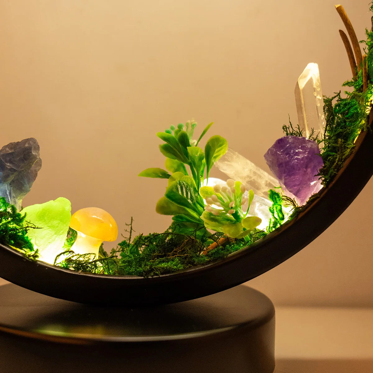 1pc Natural Clear Quartz Forest Healing Crystal Night Light | Bedside Lamp for Bedroom & Desk, Reiki Energy Home Decor, Christma