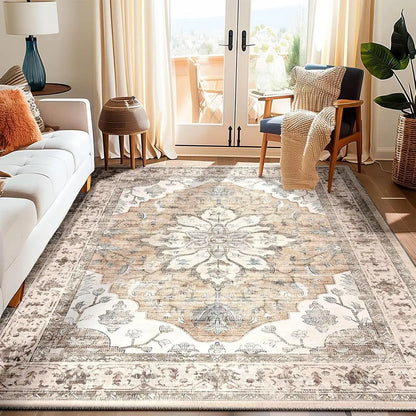VIKAMA Retro Persian Style Flower Carpet Living Room Sofa Tea Table Carpet Bedroom Bedside Carpet Home Decoration