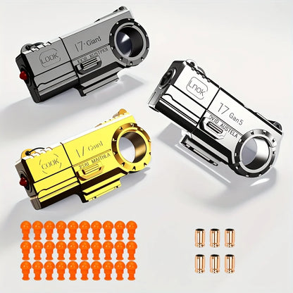 3pcs Glock Golden Finger Mini Ring Handgun Stress Relief Toy for Children Soft Bullet Launching Toy with Shell Ejection Feature
