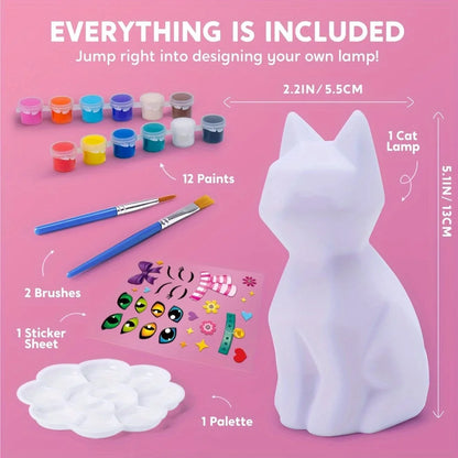 JOYFY Kids DIY Night Light Paint Your Own Cat Lamp School Activities Art Supplies Toys for Girls Boys Aged 6+ Birthday Gifts