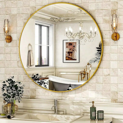 Wall Mirror 20 24 30 Inch Gold Finish For Bathroom Vanity, Bedroom, Entryway Elegant Modern Decor Accent