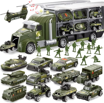 Joyfy 25 in 1 Die-cast Construction Big Truck Toys Car Transporter Storage Truck  for Kids Boys Girls Birthday