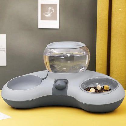 2 In 1 Automatic Cat Water Dispenser Anti Slip Drinking Stand 1.4L Water Tank Dish Bowls Auto Water Drinker Pet Supplies