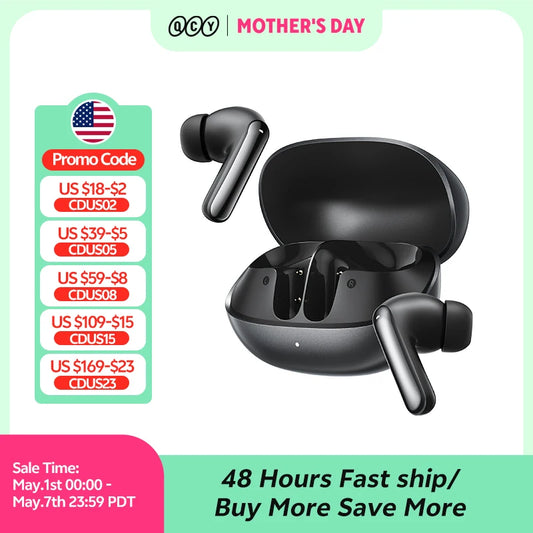 QCY Melobuds N20 BH25HT20A Wireless Bluetooth 6.0 Earphone -50dB Adaptive ANC 13mm Drivers Headsets 6 Mics HD Calls Earbud 40Hrs