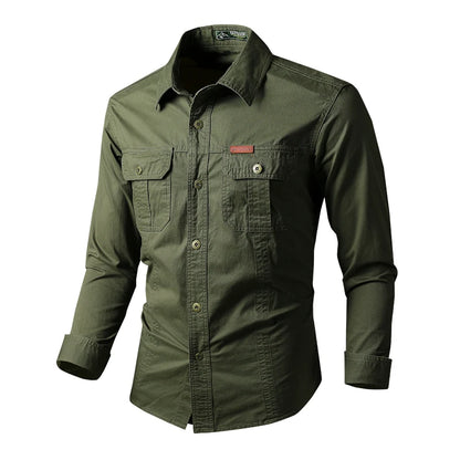 Military Cargo Shirts Men Spring Autumn Cotton Casual Slim Fit Tops Outdoor Long Sleeve Tactical Shirt Army Denim Work Shirts