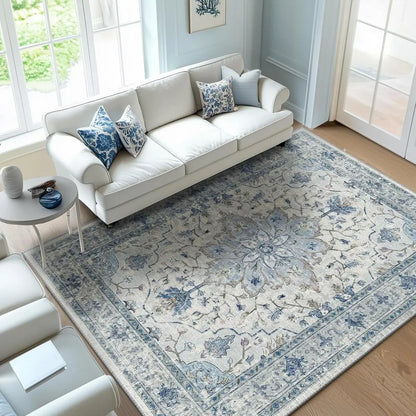 VIKAMA Retro Persian Style Flower Carpet Living Room Sofa Tea Table Carpet Bedroom Bedside Carpet Home Decoration