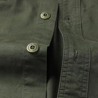 Military Cargo Shirts Men Spring Autumn Cotton Casual Slim Fit Tops Outdoor Long Sleeve Tactical Shirt Army Denim Work Shirts