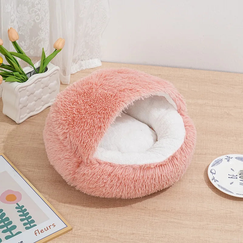 Winter Plush Pet Cat Bed Round Cat Cushion Cat House 2 in 1 Warm Cat Basket Pet Sleep Bag Cat Nest Kennel for Small Dog Suit New