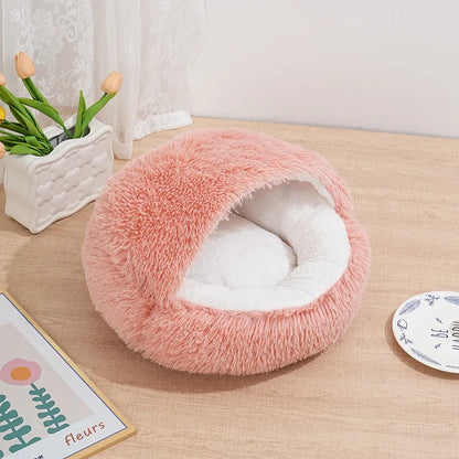 Winter Plush Pet Cat Bed Round Cat Cushion Cat House 2 in 1 Warm Cat Basket Pet Sleep Bag Cat Nest Kennel for Small Dog Suit New