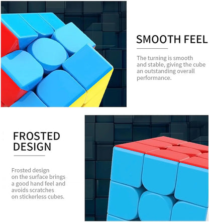 6-Pack 3x3 Speed Cube Set - Stickerless Magic Cubes Bundle, Fast Turning Puzzle Game Toy for Kids and Adults