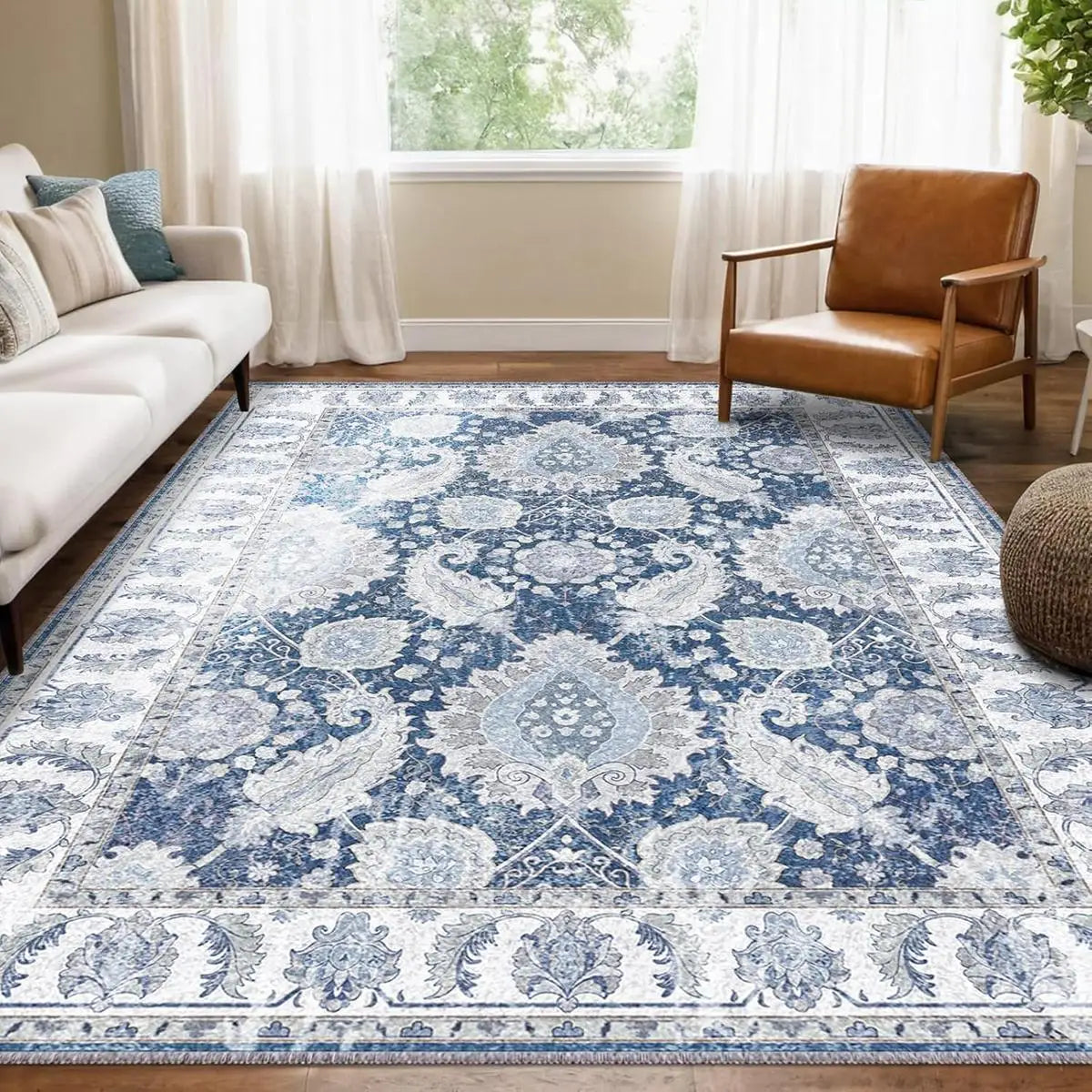 VIKAMA Retro Persian Style Flower Carpet Living Room Sofa Tea Table Carpet Bedroom Bedside Carpet Home Decoration