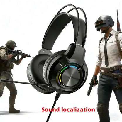 SOYTO Black/White Cool RGB Wired Gaming Headset Heavy Bass Stereo Headphone With Mic Comfortable Over Ear Earphone For Gaming