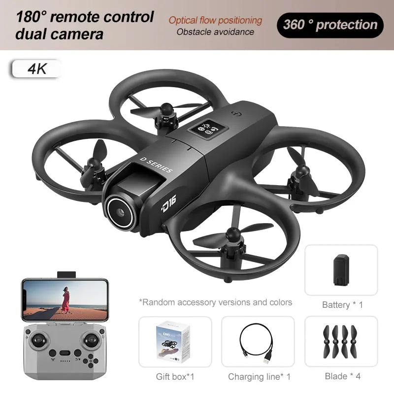 D16 Mini Drone 8K Profesional HD Camera Obstacle Avoidance FPV Quadcopter With 180° Adjustable Camera RC Dron For Children Toys