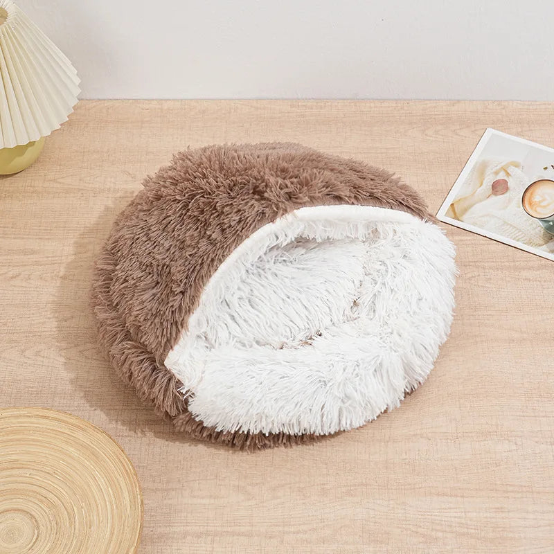 Winter Plush Pet Cat Bed Round Cat Cushion Cat House 2 in 1 Warm Cat Basket Pet Sleep Bag Cat Nest Kennel for Small Dog Suit New