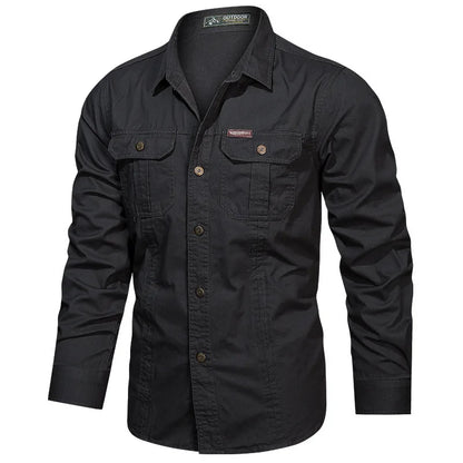 Military Cargo Shirts Men Spring Autumn Cotton Casual Slim Fit Tops Outdoor Long Sleeve Tactical Shirt Army Denim Work Shirts