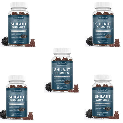 Mulittea Pure Organic 100% Shilajit Gummies with 85+ Trace Mineral & Fulvic Acid Support Energy and Immune Male Hormone