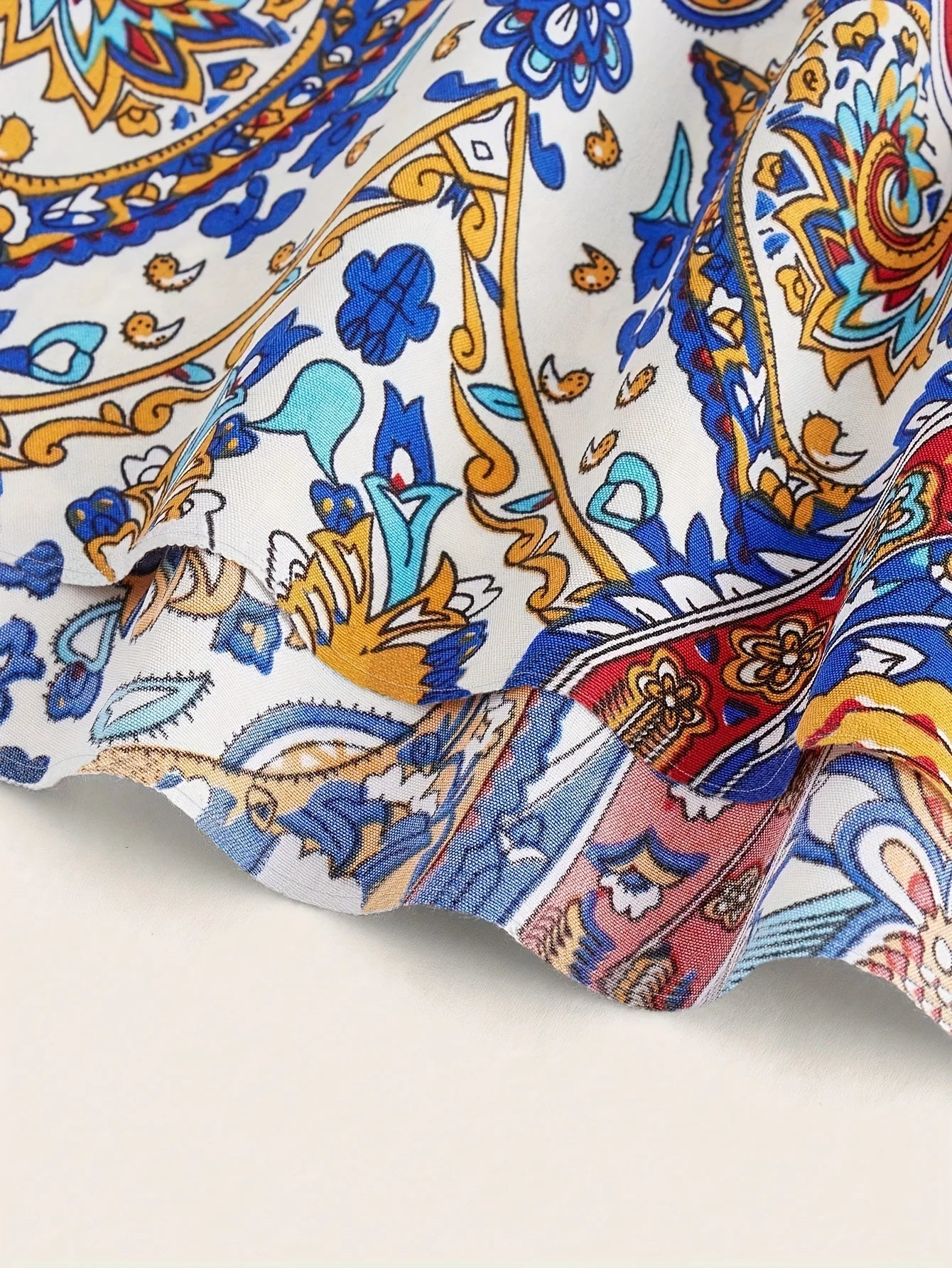 Women's Elegant Ethnic Paisley Print Swept Waist A Pendulum Resort Suspender Large Pendulum Long Dress