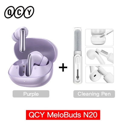QCY Melobuds N20 BH25HT20A Wireless Bluetooth 6.0 Earphone -50dB Adaptive ANC 13mm Drivers Headsets 6 Mics HD Calls Earbud 40Hrs