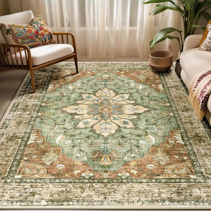 VIKAMA Retro Persian Style Flower Carpet Living Room Sofa Tea Table Carpet Bedroom Bedside Carpet Home Decoration