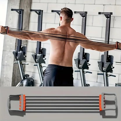 5-Tube Chest Expander with Adjustable Resistance Bands – Home Gym Strength Trainer for Muscle Building, Arms & Chest Workouts
