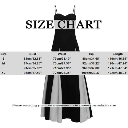 Elegant Black White Contrasting Women Sling Dress Fashion Backless Sleeveless High Waist Maxi Dresses Female Party A-Line Robes