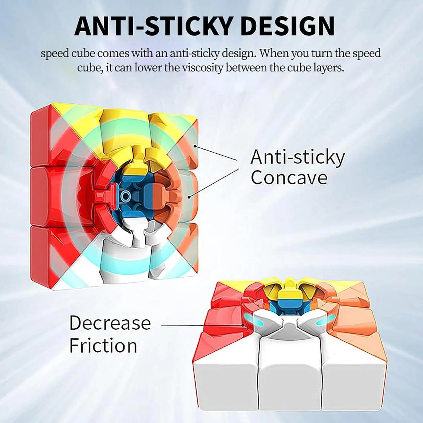 6-Pack 3x3 Speed Cube Set - Stickerless Magic Cubes Bundle, Fast Turning Puzzle Game Toy for Kids and Adults