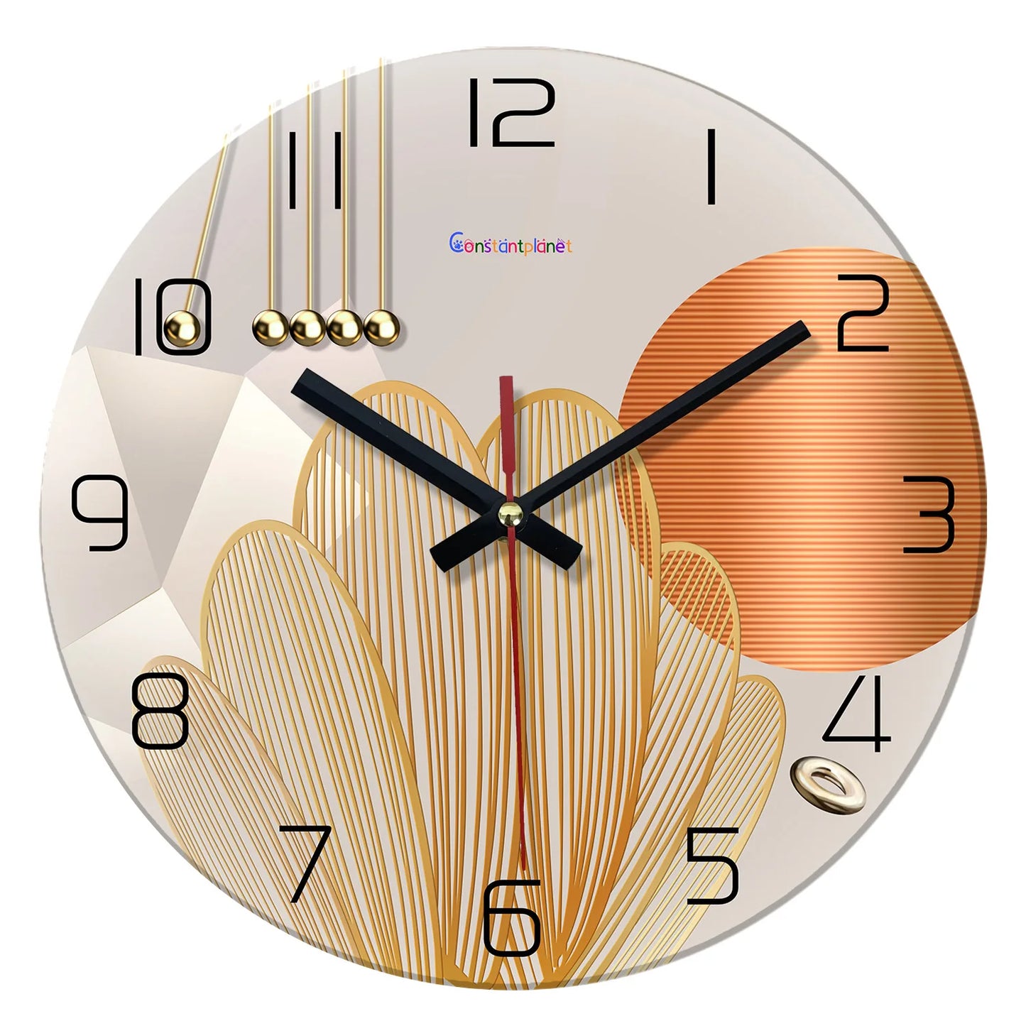 Light Luxury Geometric Pattern Tempered Glass Wall Clock Living Room Bedroom Kitchen Home Decoration Wall Clock Silent Quartz Clock Holiday Gift 12 Inches 14 Inches 16inch (No Battery)
