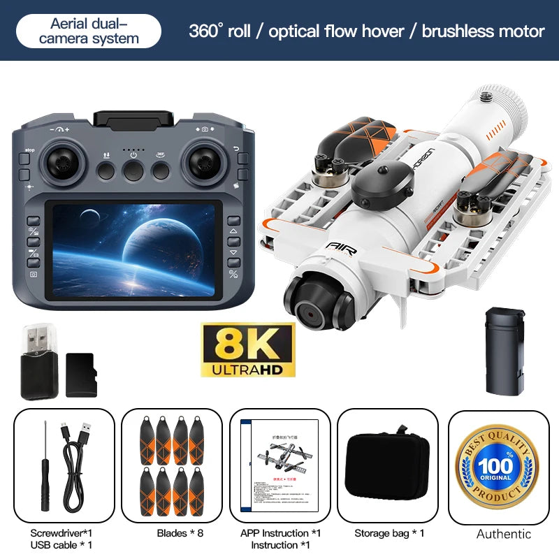 RC Quadcopter Toy Gift 8K Professional HD Dual Camera 4.3-inch screen 2026 AE22 spray Drone 360° Obstacle Avoidance Brushless 5G